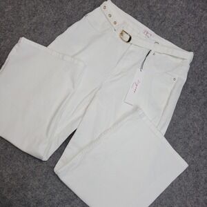 Vigoss Jeans Womens 9/29 White Belted Waist High Rise Straight Leg Boho Festival
